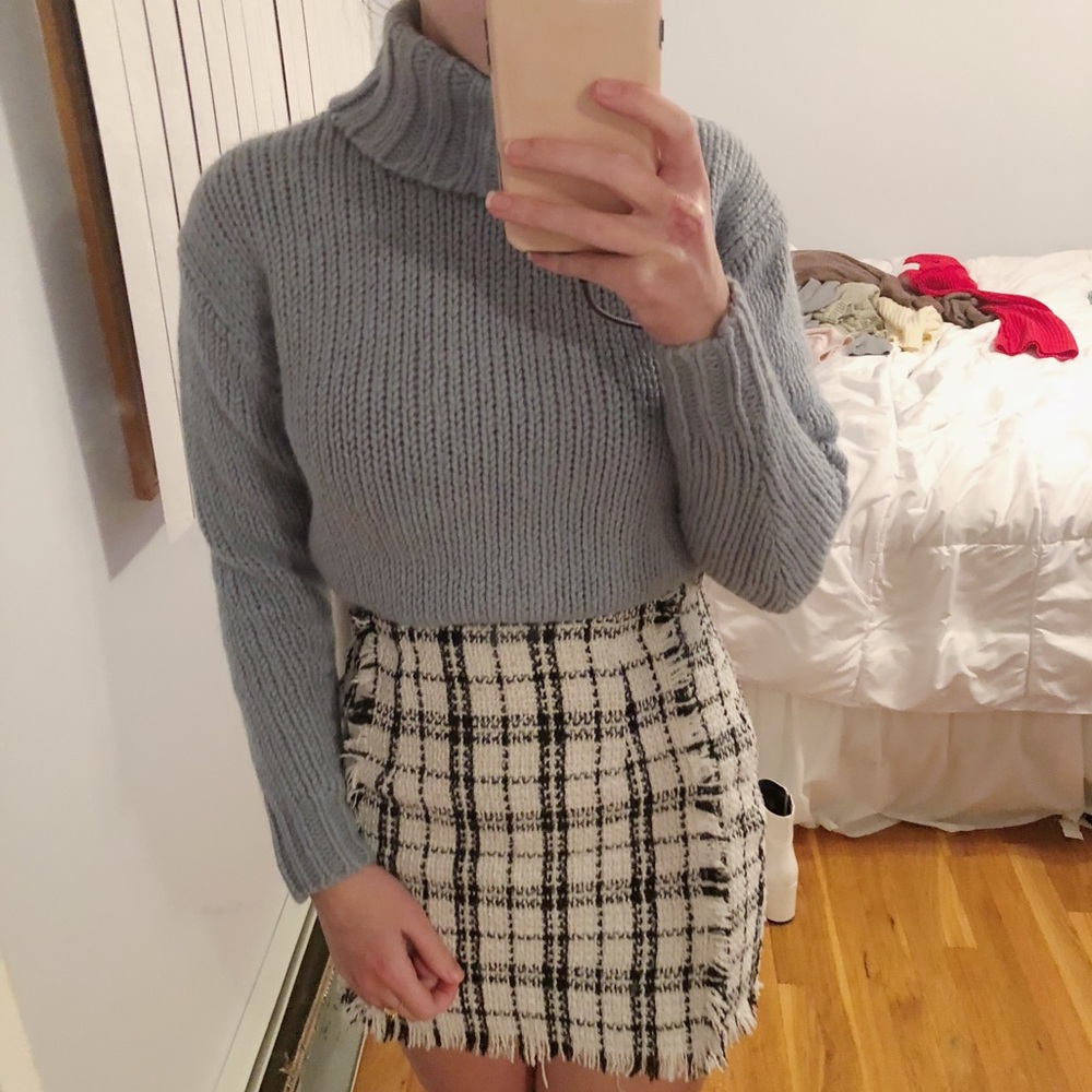 Light blue J. Crew roll neck jumper